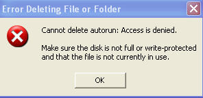 error deleting file or folder virus error