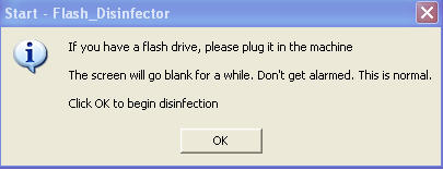 running flash disinfector to remove pen drive virus