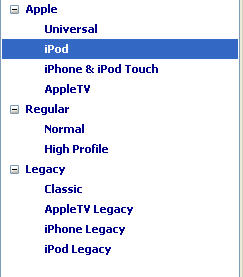 choose iPod file in handbrake