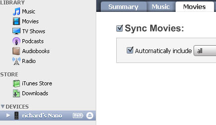 synch DVD ipod movie in itunes