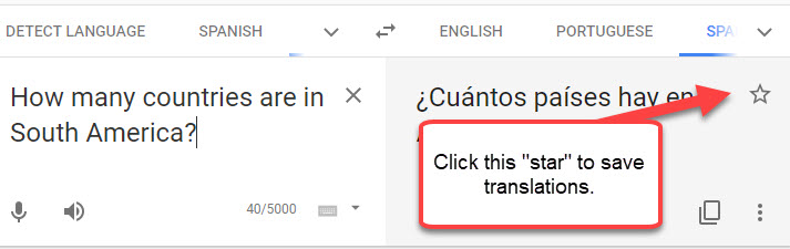 saving translations in Google Translate