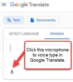 type in spanish google translate