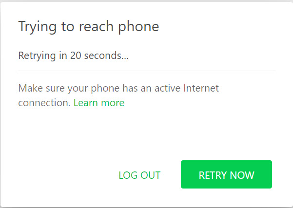 WhatsApp Disconnects Trying to Reach Phone
